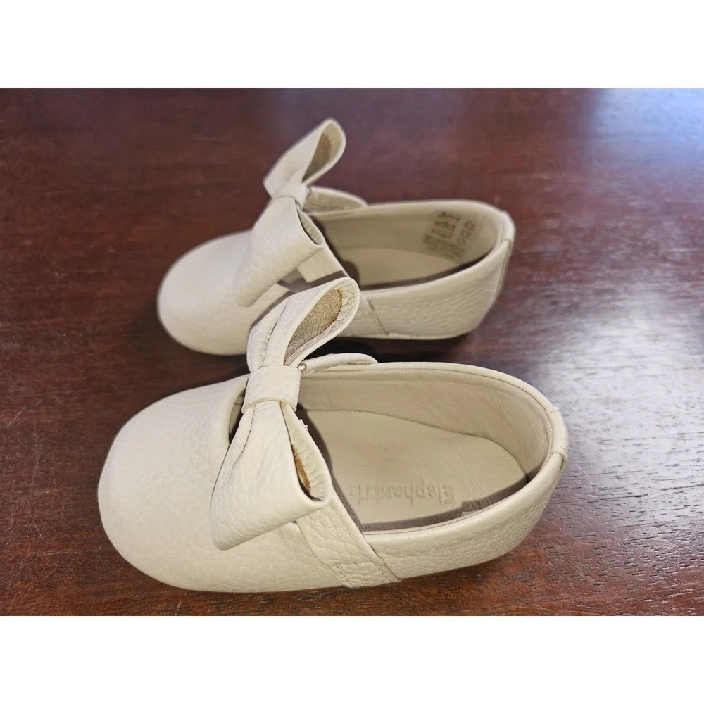 Elephantito Baby Girls Ballerina Shoes Bow Leather Blush Infant US Size 4‎ M